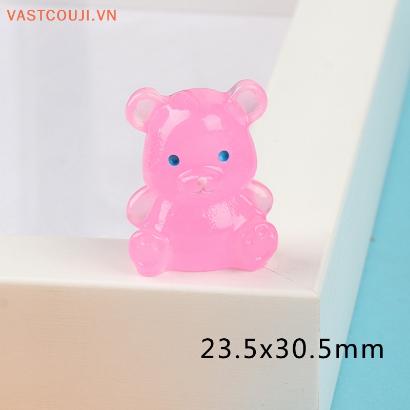 Bộ 2 Móc Khóa Hình Chú Gấu 3D Bằng Nhựa Resin Màu Dạ Quang DIY