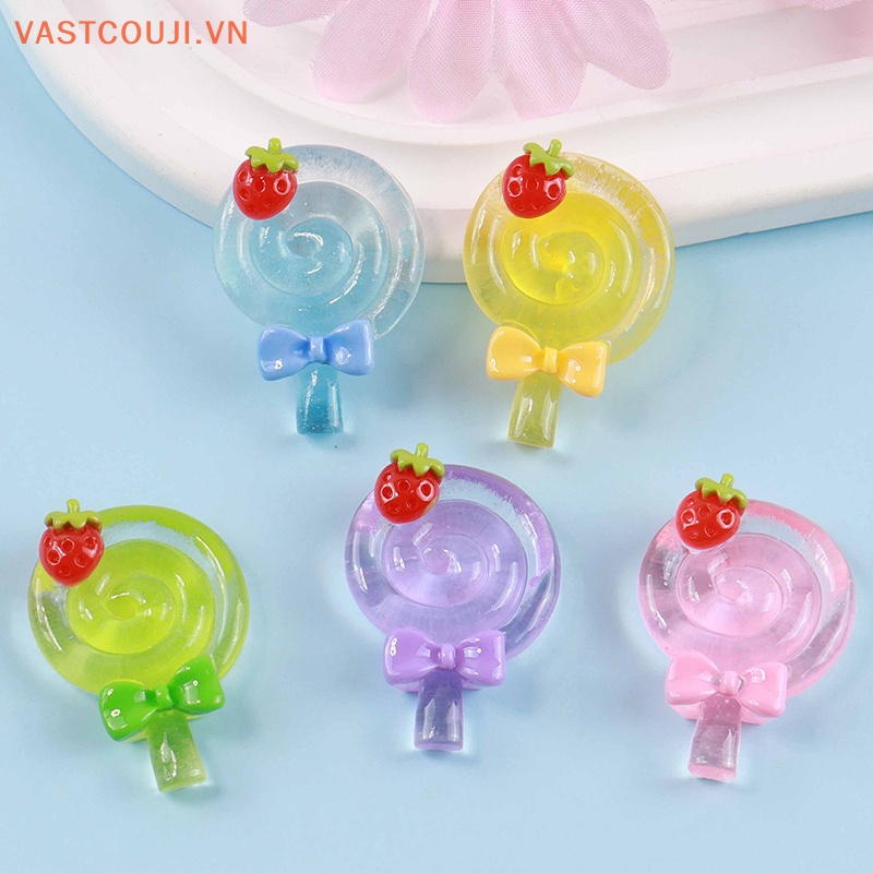 Set 3 Mô Hình Kẹo Mút Mini Bằng Nhựa Resin Phát Quang Trang Trí Tiểu Cảnh