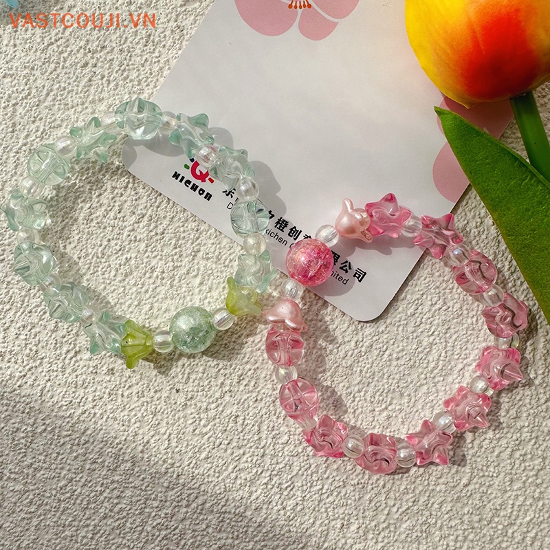 Vòng Tay Chuỗi Hạt Mềm Trong Suốt Hình Ngôi Sao Năm Cánh Màu Thủ Công Dễ Thương Cho Nữ Sinh