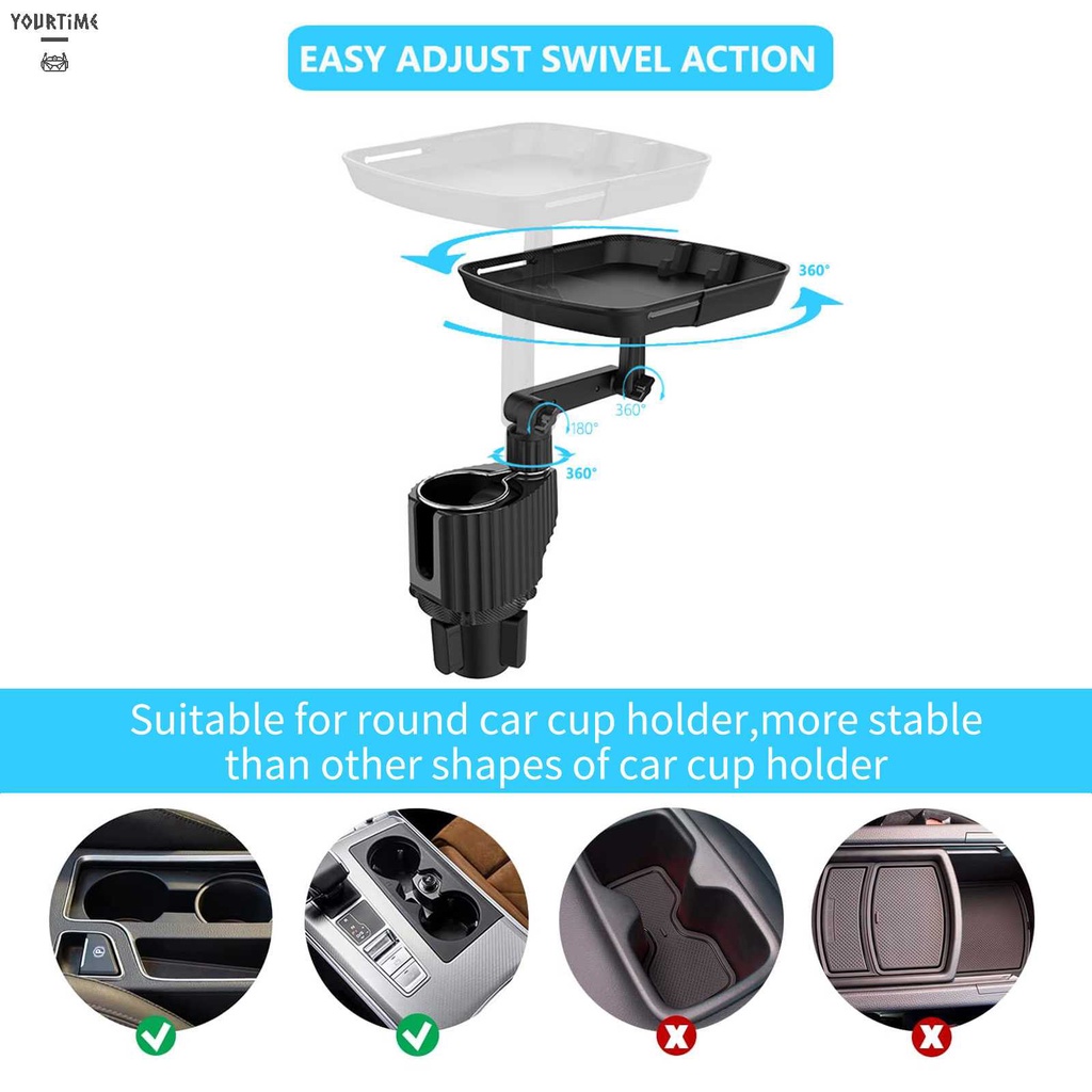 Khay Đựng Thức Ăn Hình Vuông Có Thể Xoay Tiện Dụng Cho Xe Hơi