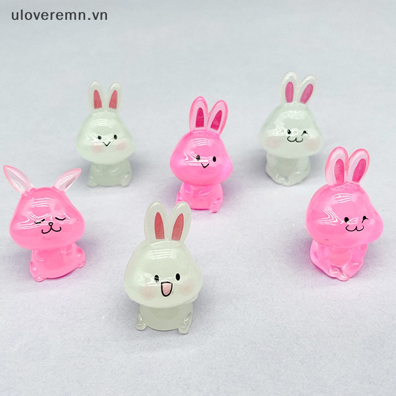 Mô Hình Chú Thỏ Mini Bằng Resin Màu Dạ Quang Dễ Thương Trang Trí Nhà Búp Bê DIY