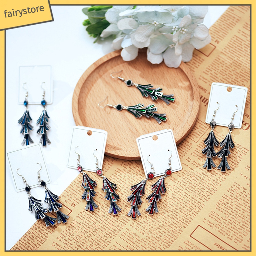 1 Đôi Bông Tai Tua Rua Bằng Hợp Kim Phong Cách Trung Hoa Dành Cho Nữ