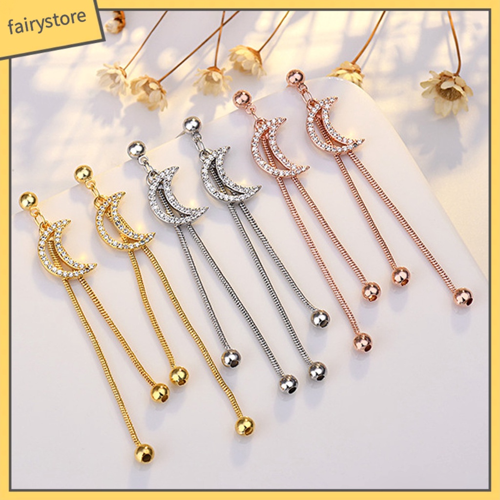 1 Đôi Bông Tai Tua Rua Mạ Điện Đính Đá Lấp Lánh Chống Trầy