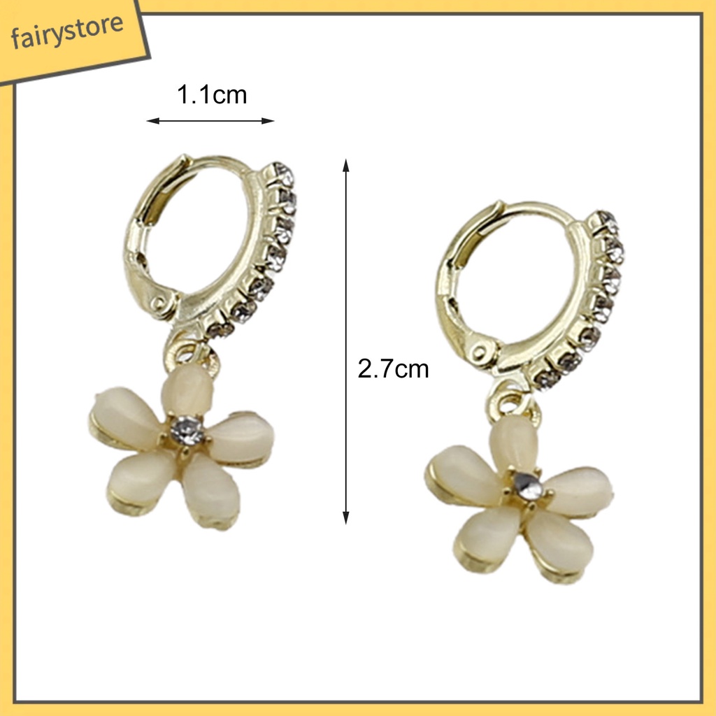 1 Đôi Bông Tai Hình Hoa Đính Đá Opal Nhân Tạo Phong Cách Hàn Quốc Dành Cho Nữ