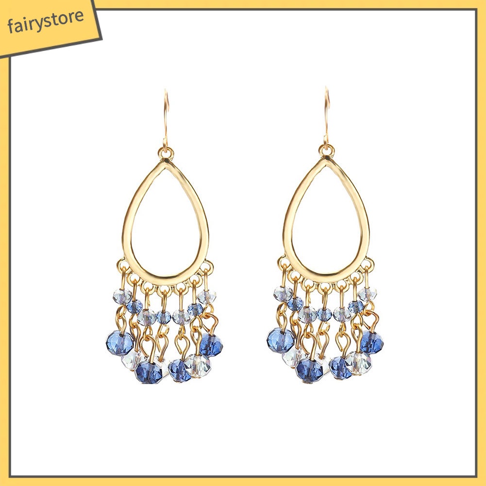 Bông Tai Hình Giọt Nước Đính Pha Lê Giả Thời Trang Dành Cho Nữ