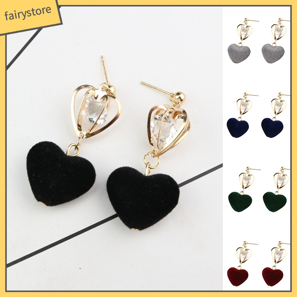 Bông Tai Hình Trái Tim / Vương Miện Đính Đá Lấp Lánh Thời Trang Cho Nữ