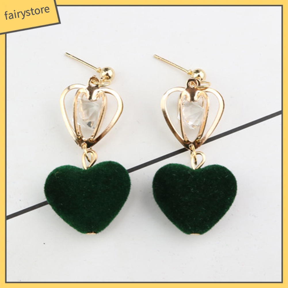 Bông Tai Hình Trái Tim / Vương Miện Đính Đá Lấp Lánh Thời Trang Cho Nữ