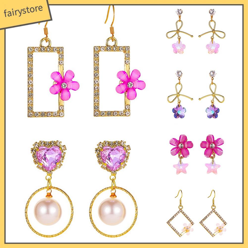 Bông Tai Dáng Dài Đính Đá Zircon Màu Sắc Gradient Thanh Lịch Dành Cho Nữ