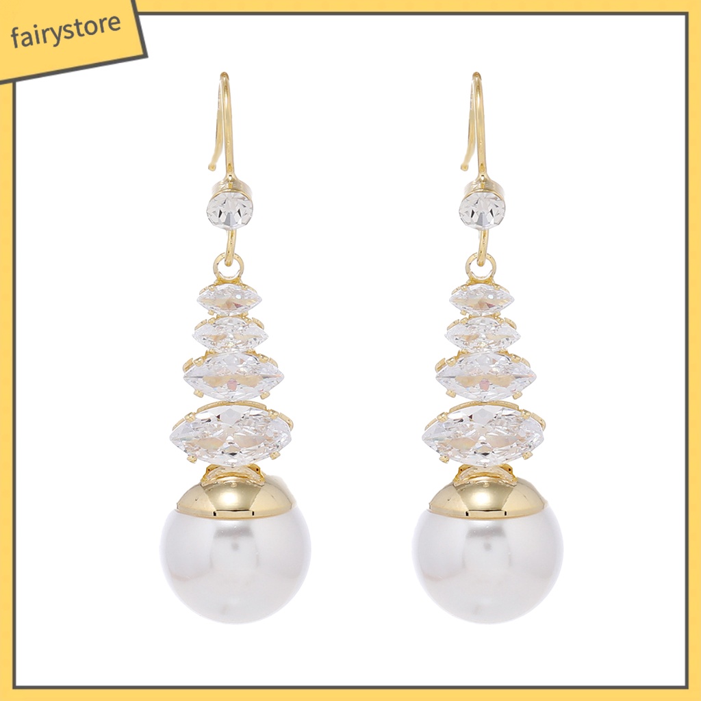 [FRO] 2 Bông Tai Đính Ngọc Trai Giả Bằng Đồng Phong Cách Trung Hoa Tinh Tế Phù Hợp Làm Quà Cho Nữ