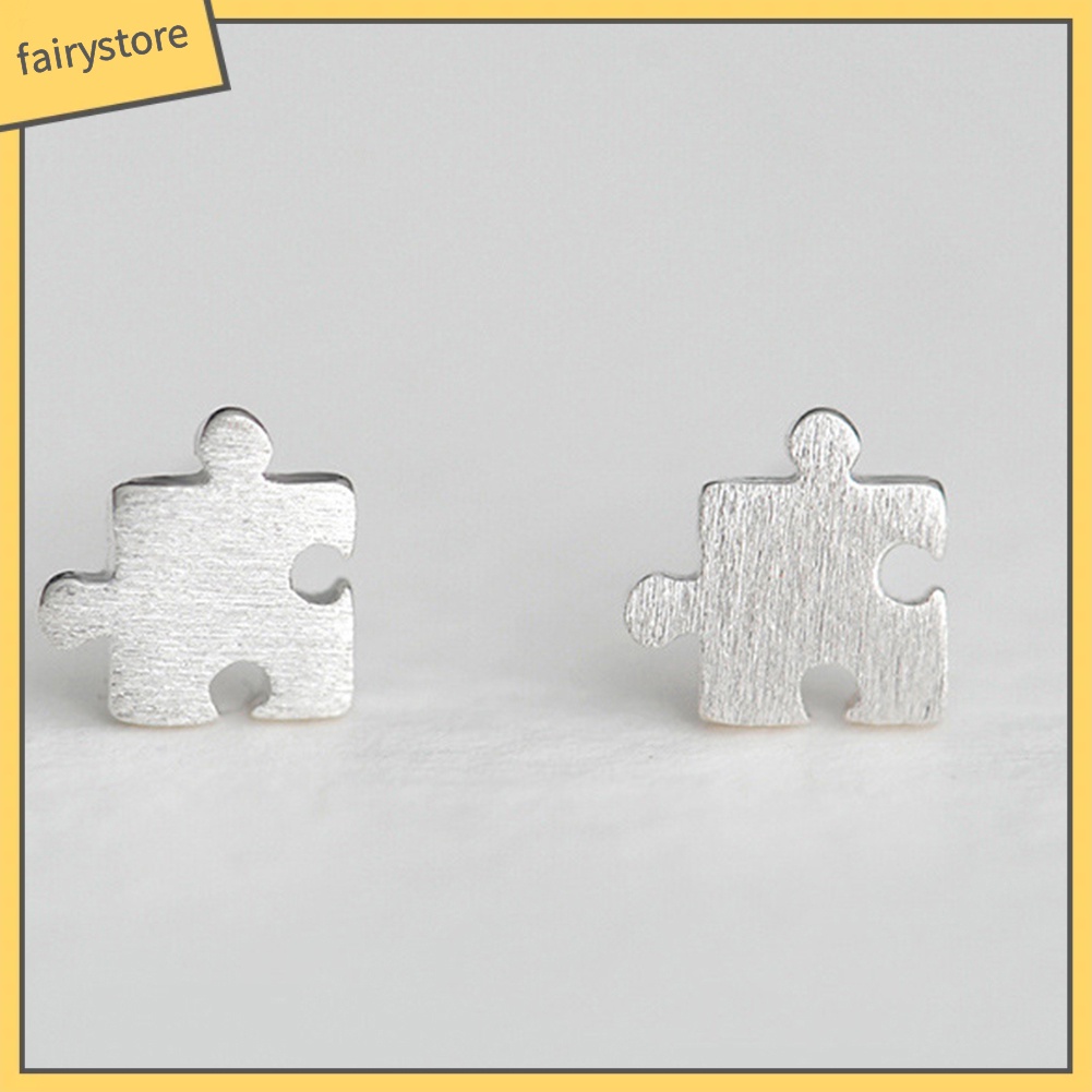 Bông Tai Mạ Bạc Hình Mảnh Ghép Thời Trang Dành Cho Nữ