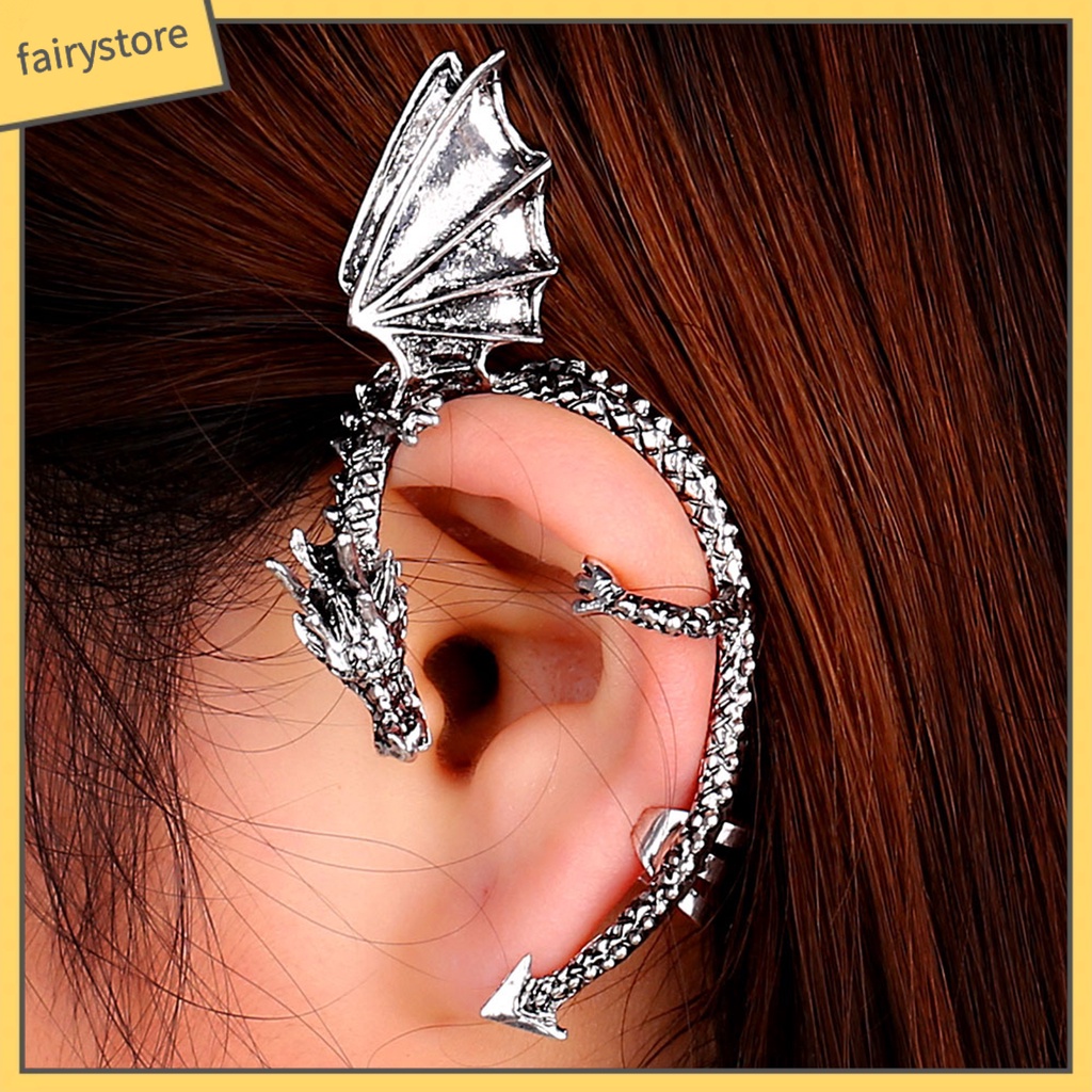 1 Khuyên Kẹp Vành Tai Hình Rồng Phong Cách Hip Hop Gothic Punk Thời Trang