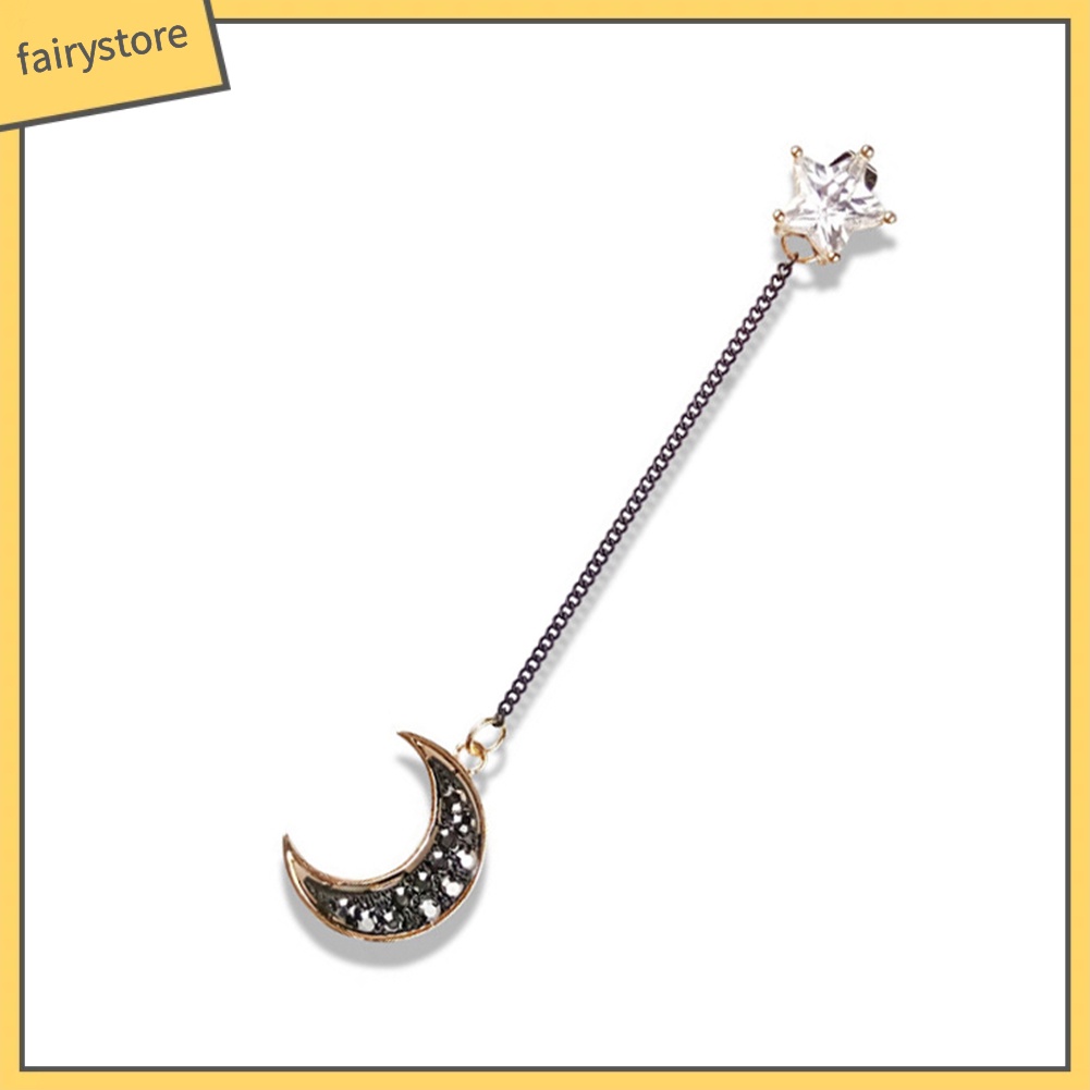 Đôi Khuyên Tai Dài Hình Trăng Sao Đính Đá Thời Trang Cho Nữ