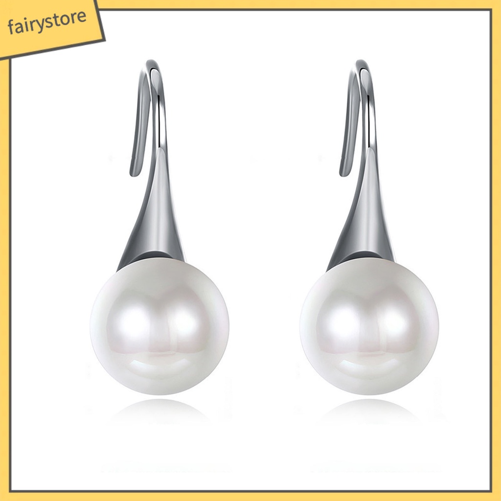 1 Đôi Bông Tai Bạc 925 Đính Ngọc Trai Giả Kiểu Dáng Đơn Giản Dành Cho Nữ