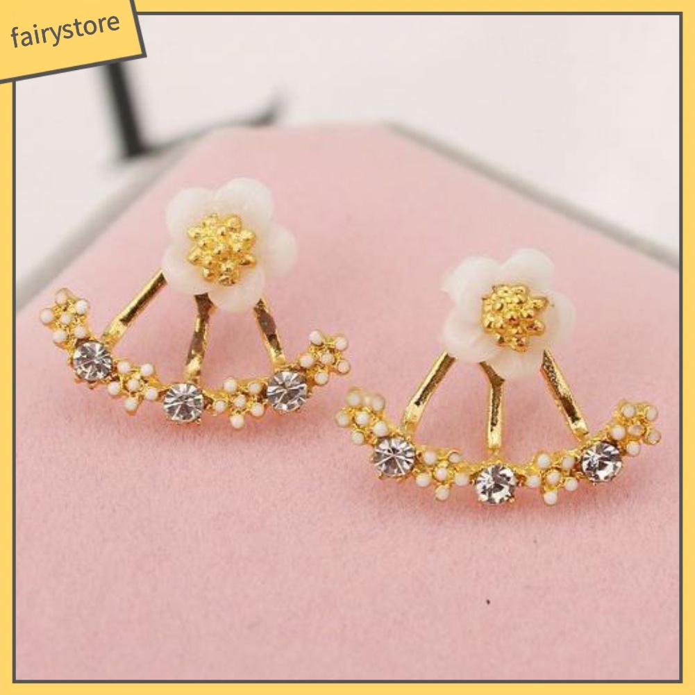 Bông Tai Hình Hoa Cúc Đính Đá Dễ Thương Dành Cho Nữ