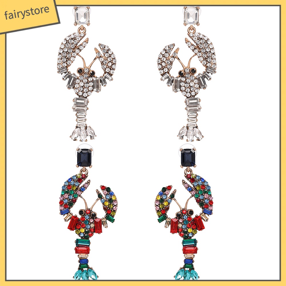 [FRO] Bông Tai Hình Tôm Hùm Đính Đá Sáng Tạo Cho Nữ