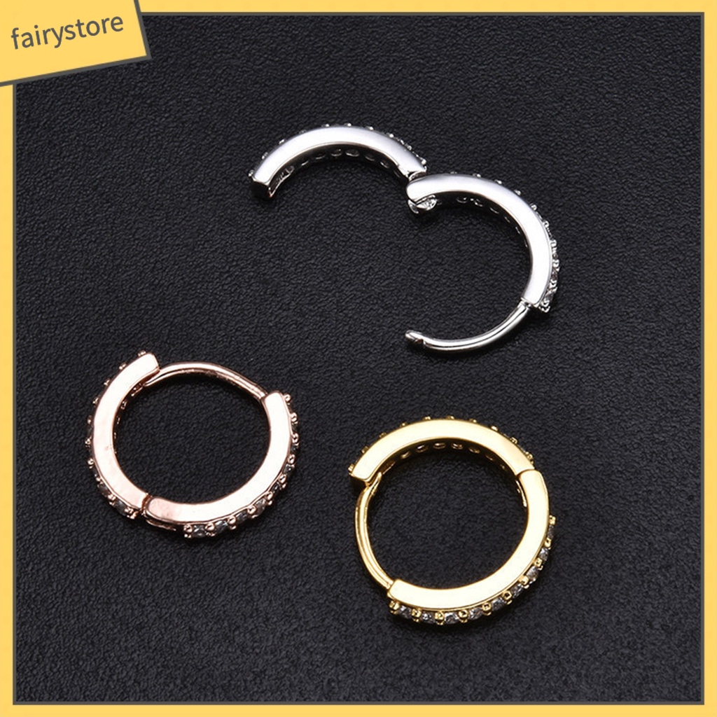 Khuyên Tai Tròn Đính Đá Mini Đơn Giản Dành Cho Nữ