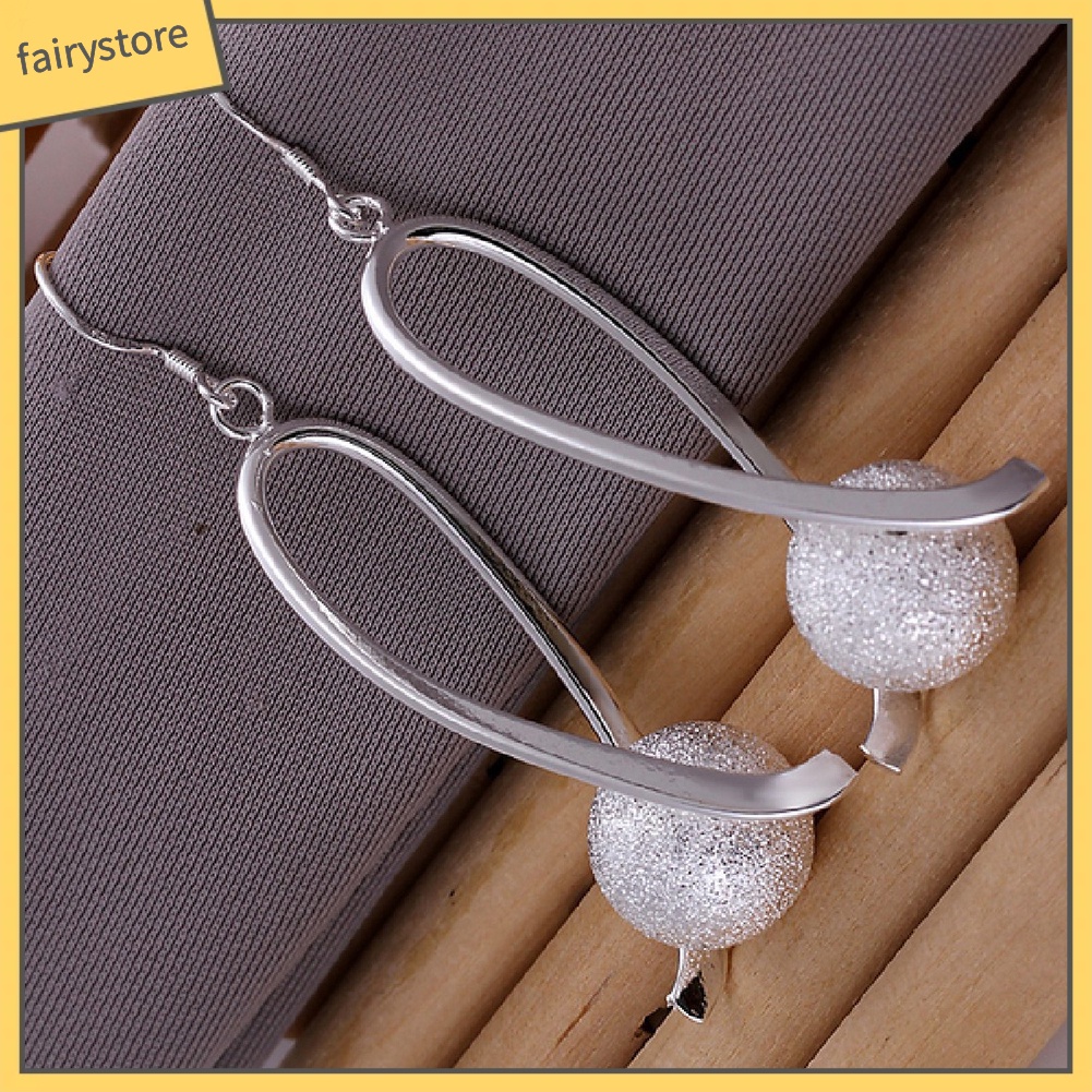 Bông Tai Mạ Bạc Dạng Móc Đính Hạt Thanh Lịch Cho Nữ