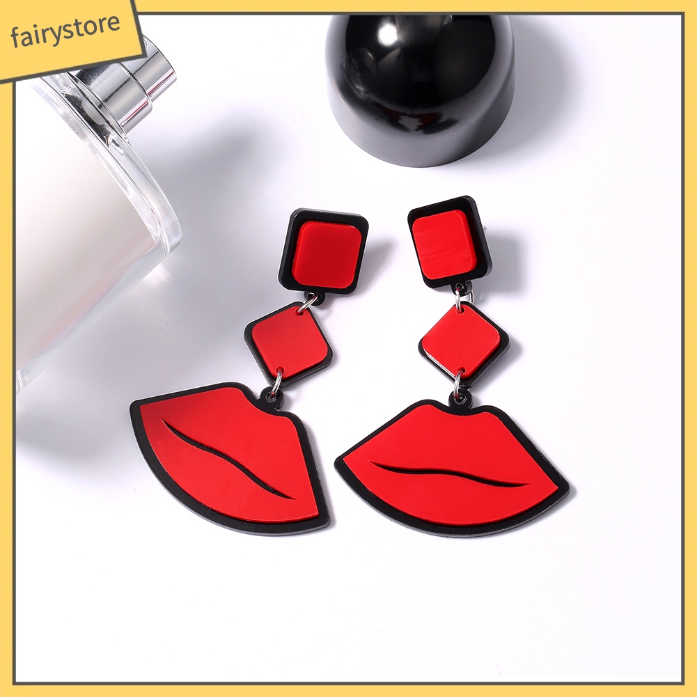 [FRO] Bông Tai Hình Đôi Môi Đỏ Phong Cách Vintage Cho Nữ