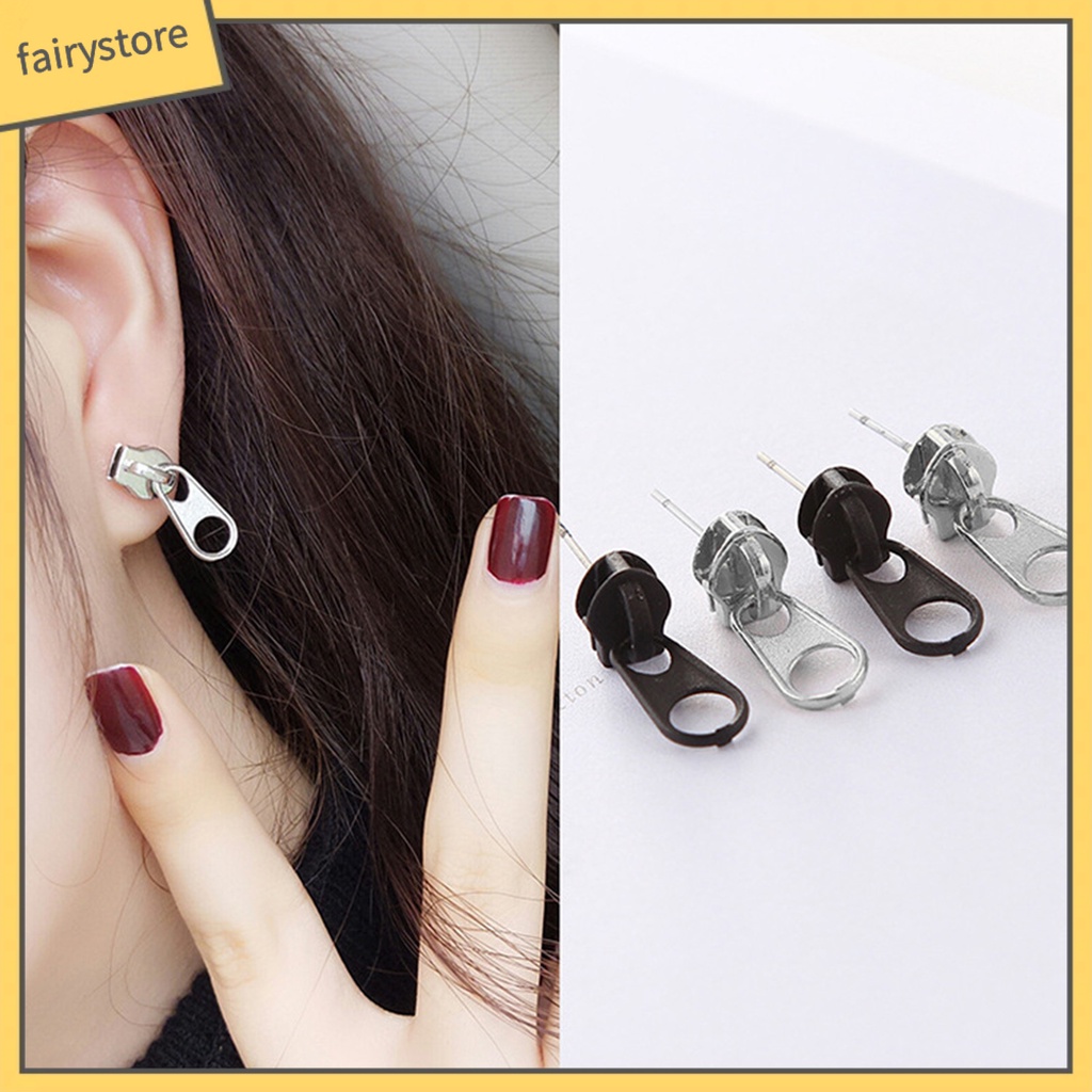 1 Đôi Bông Tai Hình Khóa Kéo Trang Trí Mắt / Khuyên Tai Thời Trang Dự Tiệc Cho Nữ