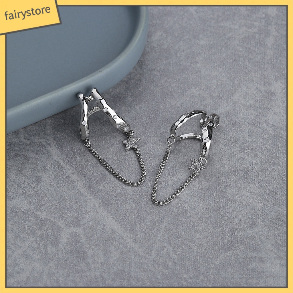 1 Khuyên Tai Dạng Kẹp Dây Xích Hở Trơn Màu Bằng Đồng Không Gỉ