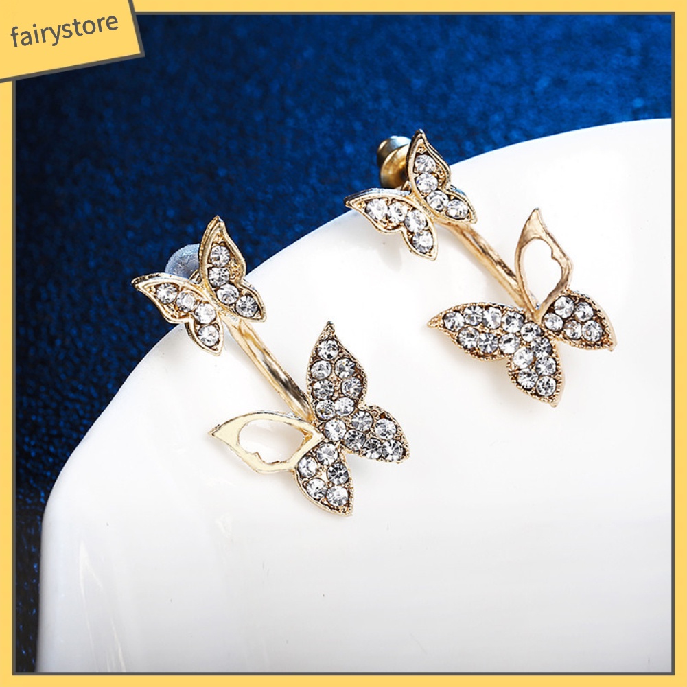 Bông Tai Hình Bướm Đính Đá Toàn Diện Dành Cho Nữ