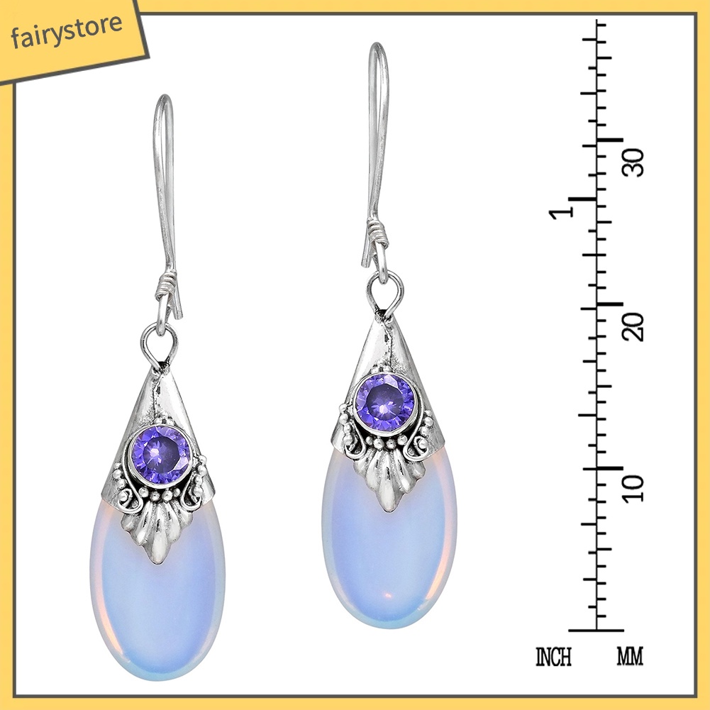 Bông Tai Hình Giọt Nước Đính Đá Mặt Trăng Thời Trang Dành Cho Nữ