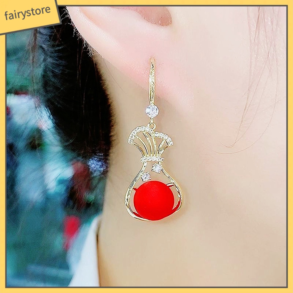 1 Đôi Bông Tai Lủng Lẳng Đính Đá Lấp Lánh Thời Trang Cho Nữ