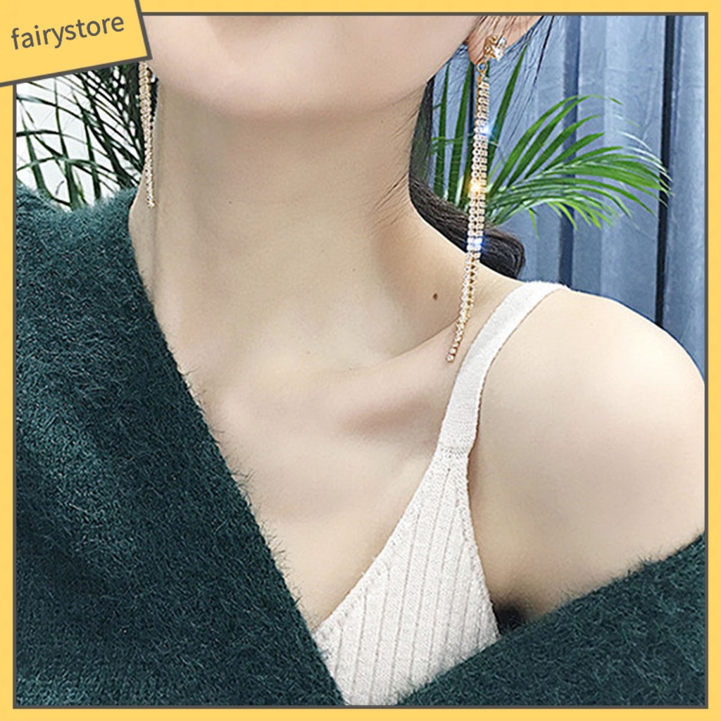 1 Cặp Bông Tai Dáng Dài Đính Pha Lê Phong Cách Boho Thời Trang Cho Nữ