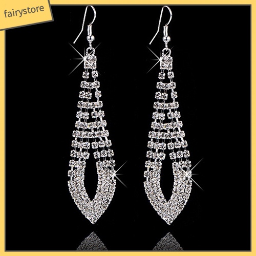 Đôi Khuyên Tai Dài Đính Đá Thời Trang Cho Nữ