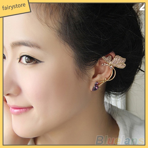 1 Bông Tai Hình Bướm Đính Pha Lê Trang Nhã Dành Cho Nữ