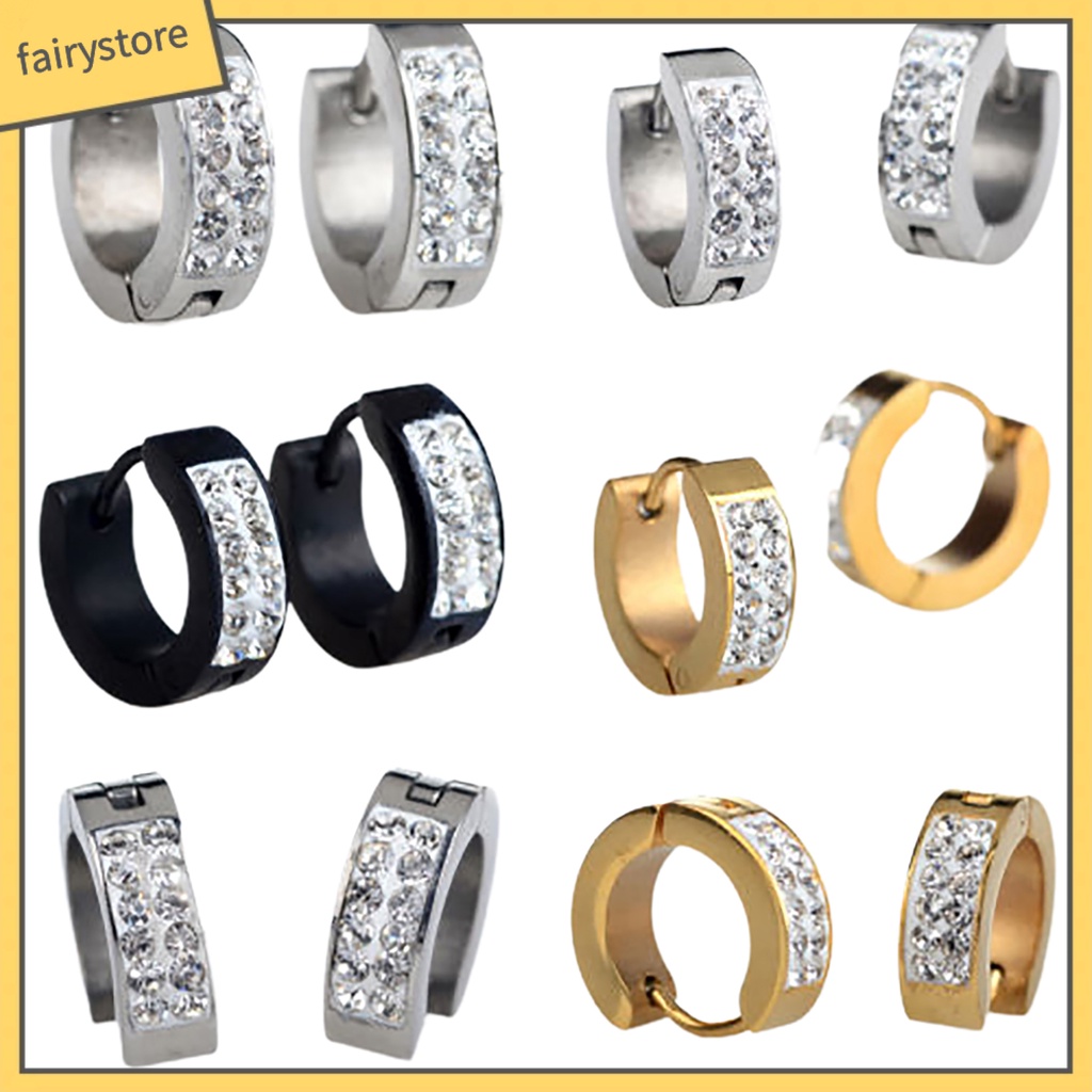 1 Đôi Khuyên Tai Tròn Nhỏ Bằng Thép Titan Phong Cách Punk Dành Cho Tiệc Tùng