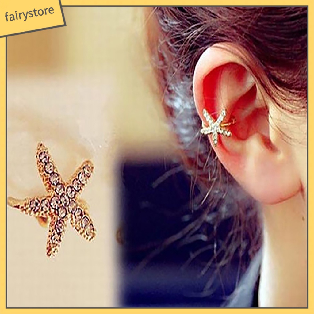 [FRO] 1 Bông Tai Kẹp Đính Kim Cương Giả Hình Sao Biển Tình Yêu Bằng Hợp Kim Quà Tặng Cuộc Sống Hàng Ngày