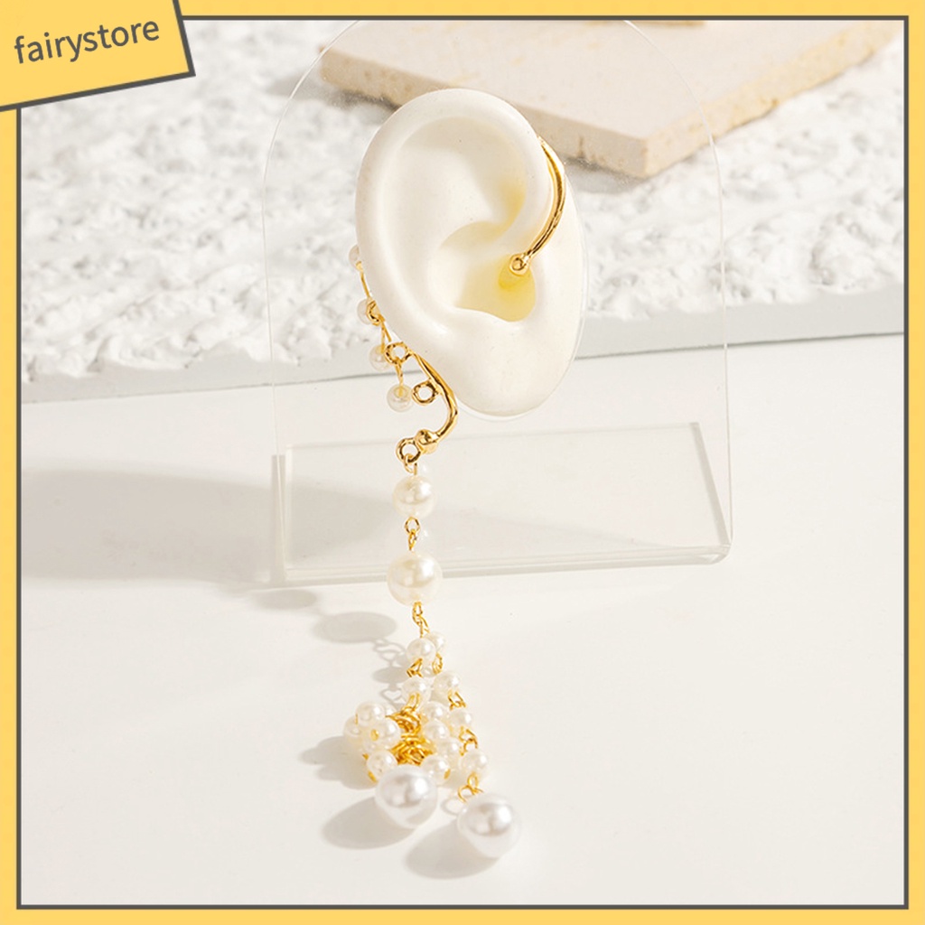 1 Khuyên Tai Dạng Kẹp Không Cân Xứng Đính Ngọc Trai Nhân Tạo Thời Trang