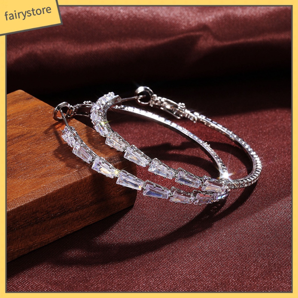 1 Đôi Bông Tai Tròn Đính Đá Lấp Lánh