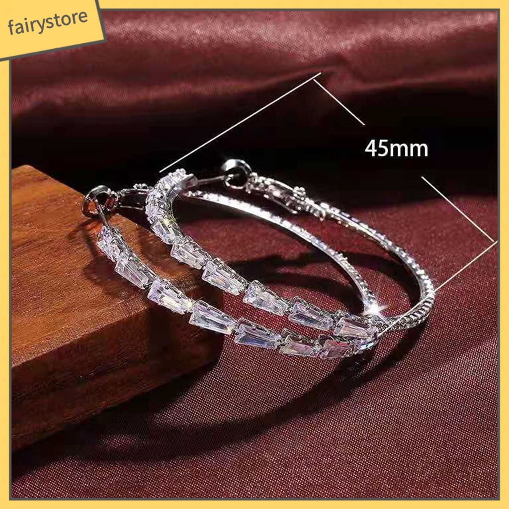 1 Đôi Bông Tai Tròn Đính Đá Lấp Lánh