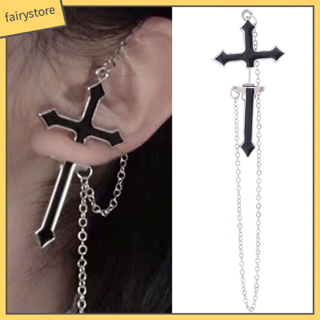 [FRO] 1 Khuyên Tai Chuỗi Xích Thiết Kế Chéo Không Gây Dị Ứng Trang Trí Hàng Ngày Cho Cuộc