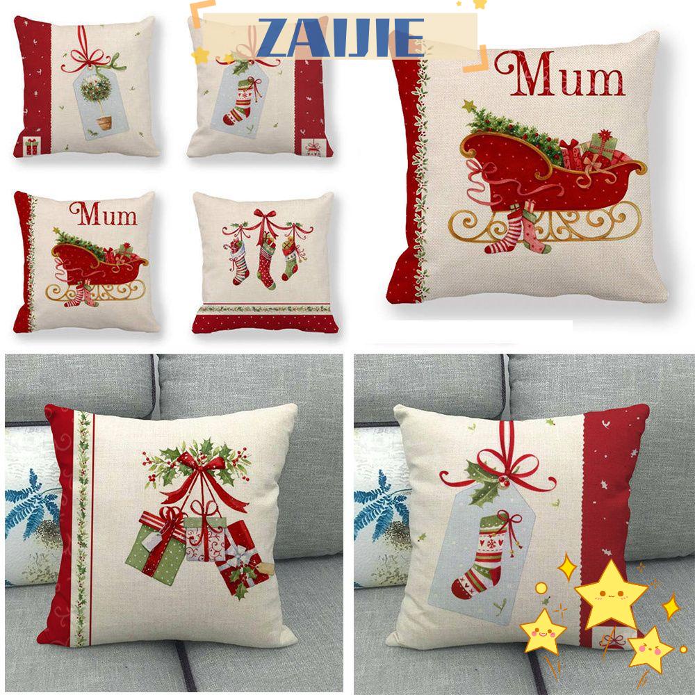 Vỏ Bọc Gối Trang Trí Giáng Sinh Bằng Vải Lanh 24 45cmx45cm