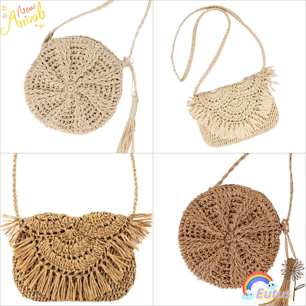 Túi Xách Đan Cói Dáng Tròn Thời Trang Mùa Hè Xinh Xắn Cho Nữ