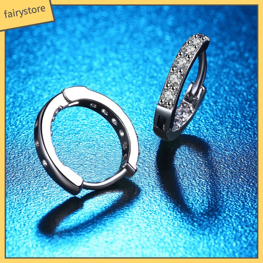 Khuyên Tai Tròn Mạ Bạc Đính Đá Zircon Thời Trang