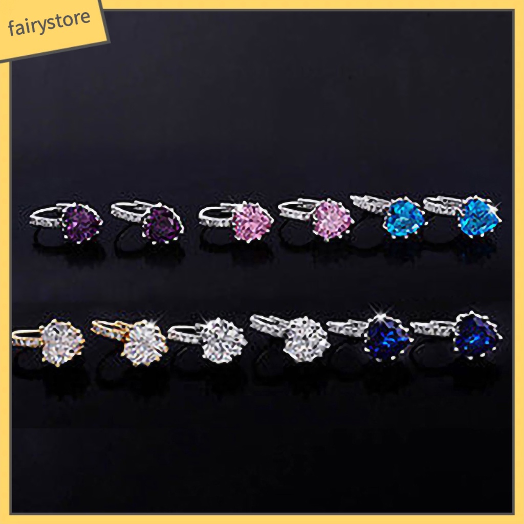 Bông Tai Hình Trái Tim Đính Đá Bằng Hợp Kim