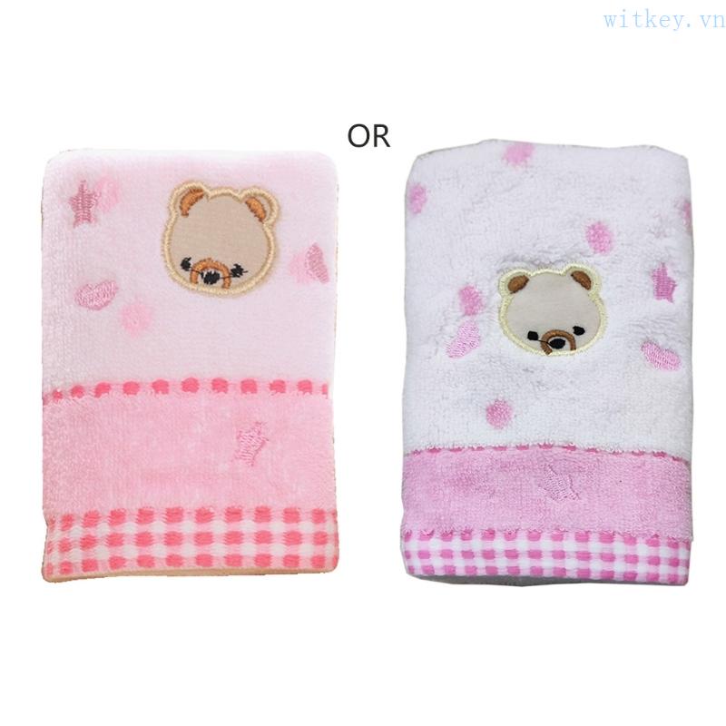 Khăn Cotton Vuông 25x50cm Họa Tiết Gấu Hoạt Hình Cho Trẻ Mẫu Giáo
