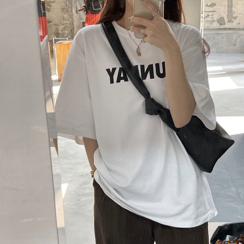 COZOK Áo Thun Ngắn Tay Dáng Rộng In Họa Tiết Thời Trang retro Hàn Quốc