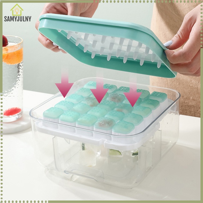Khay Làm Đá Hai Lớp Dung Tích Lớn Có Nắp Dễ Tháo Gỡ Cho Cocktail / Whisky