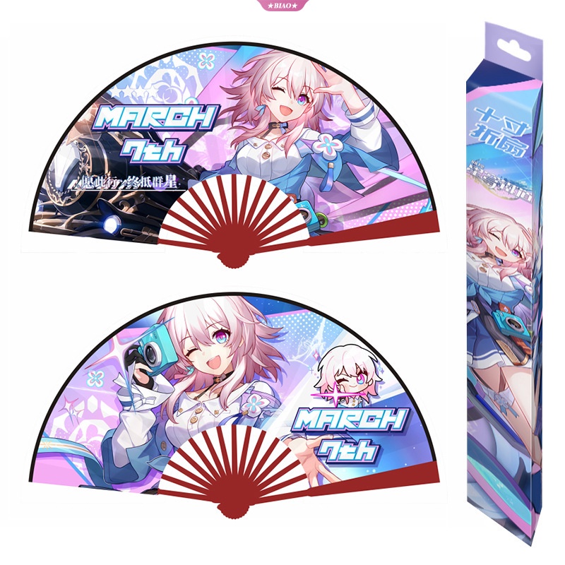 Quạt Xếp Cầm Tay Bằng Vải Hai Mặt Hóa Trang Nhân Vật Honkai: Star Rail
