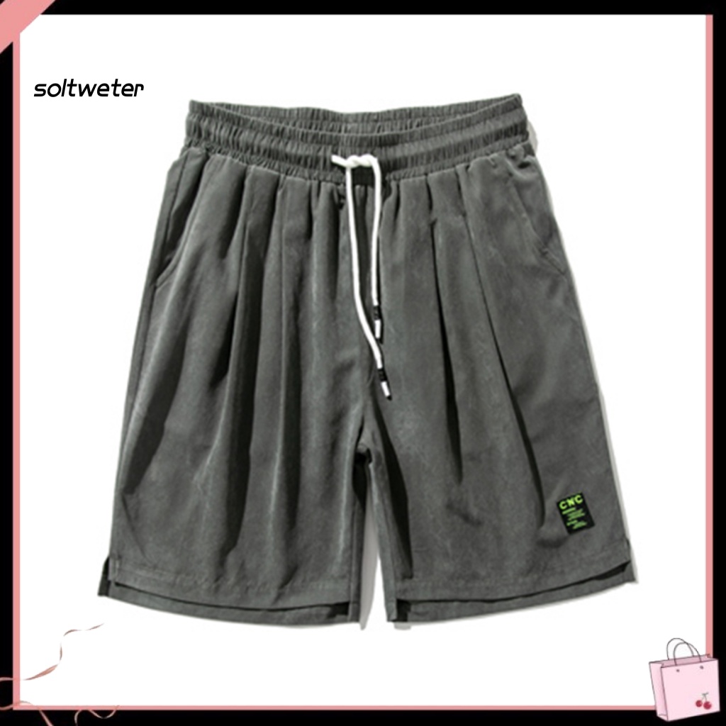 Quần Short Baggy Cột Dây Dáng Rộng Màu Trơn Có Túi Màu Sắc Thời Trang Mùa Hè Cho Nam