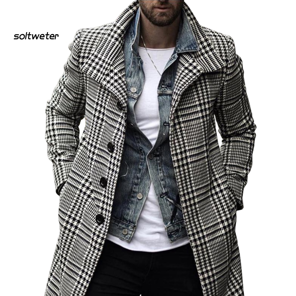 St Áo Khoác Gió Dài Trung Bình Cổ Bẻ Kẻ Sọc Caro Chống Lạnh Phong Cách Anh Quốc Đường Phố Cho Nam