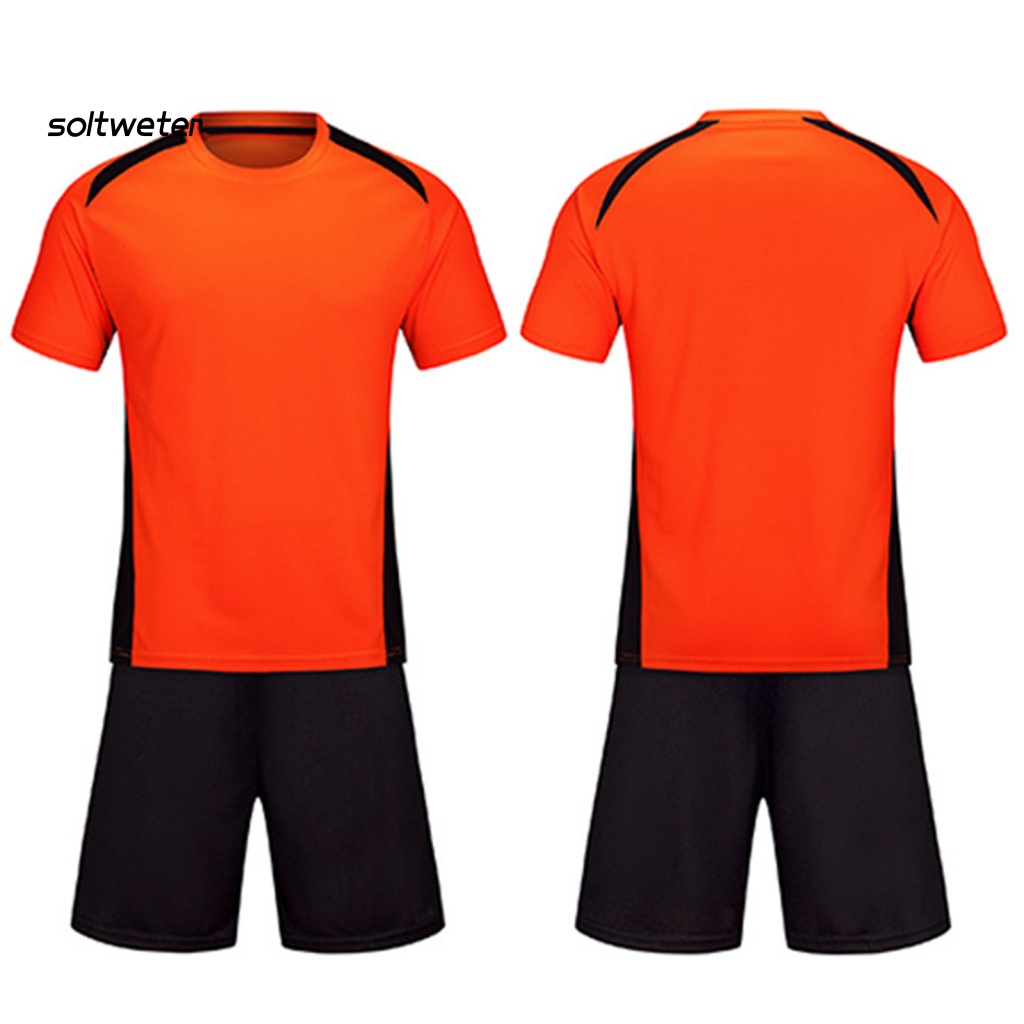 1 Bộ Áo Thun + Quần Short Thể Thao Màu Sắc Tương Phản Thấm Hút Mồ Hôi Thời Trang Cho Nam Và Nữ