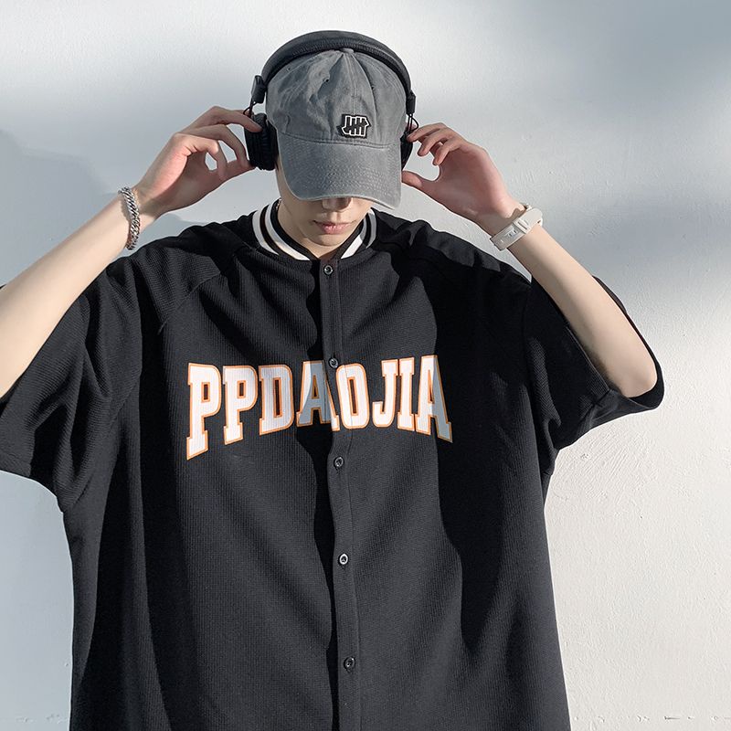 Áo Thun Bóng Chày Mùa Hè Tay Lửng Dáng Rộng Phong Cách Thời Trang Đường Phố Mỹ Có Size Lớn 150kg Hàng Mới Dành Cho Nam Và