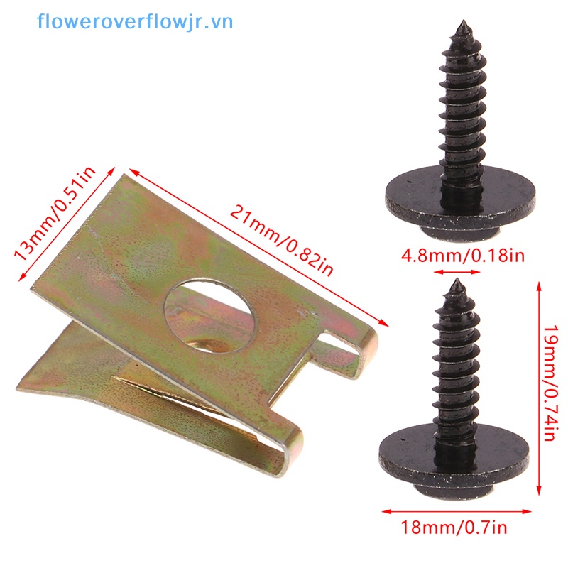 FENDER Set 40 / 60 Ốc Vít Chữ U Bằng Kim Loại Chắn Bùn Cho Khung Sườn Xe Hơi BENZ HOT