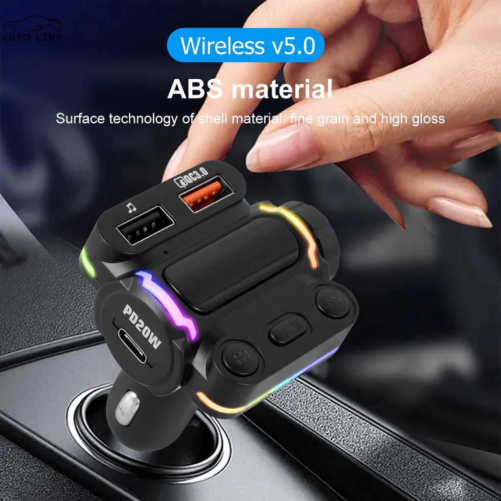 Tẩu Sạc Nhanh Hai Cổng USB Bluetooth 5.0 FM PD 20W Type-C SHOPCYC9724 Cho Xe Hơi